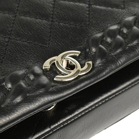Chanel Black Embossed Calfskin Turnlock Small Full Flap Shoulder Bag 165770 - Picture 4 of 11